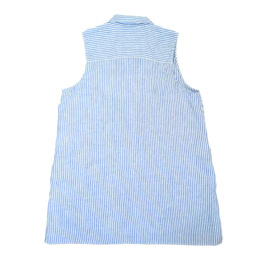 J.Jill Love Linen Blue Striped Sleeveless Button-Front Tunic Top – Size S - Picture 2 of 9